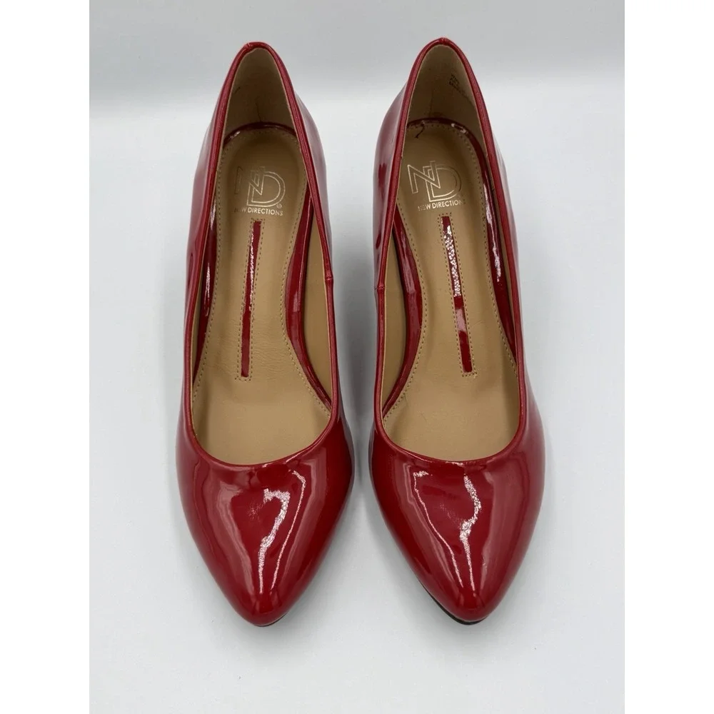 New Directions Dahlia Red Patent Pumps Women's 8.5 Pointed Toe Heel 3